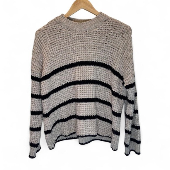 Pull & Bear Oatmeal and Black Striped Knit Sweater Size XS/S - Picture 1 of 5